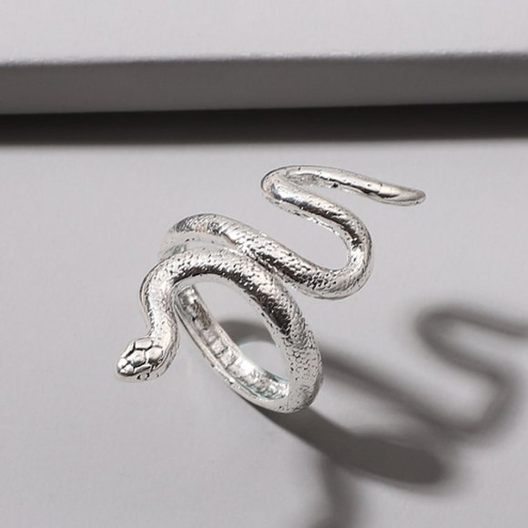 Silver Snake Cuff Ring Sexy Medusa Modern Punk Goth Rock Gift - Picture 2 of 3